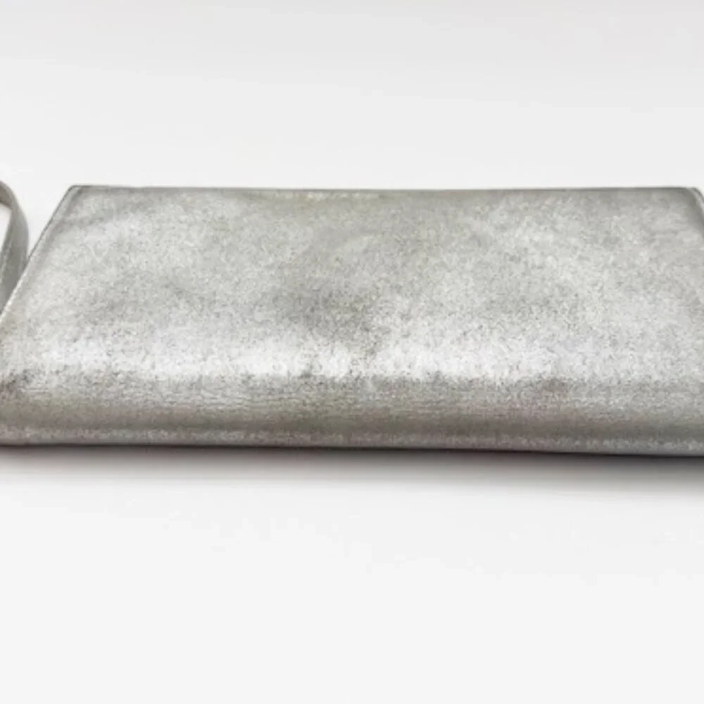 Christian Dior Silver Metallic Clutch Wristlet Bag w/ Silver Logo - Picture 6 of 7
